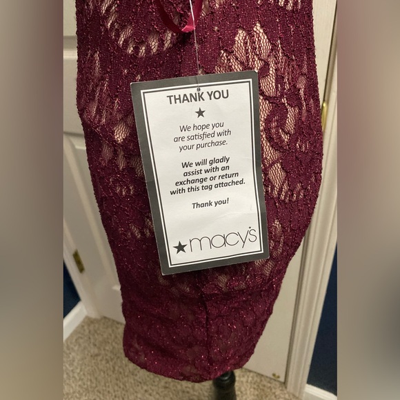 Macy's Burgundy Lace Backless Dress - Picture 2 of 6